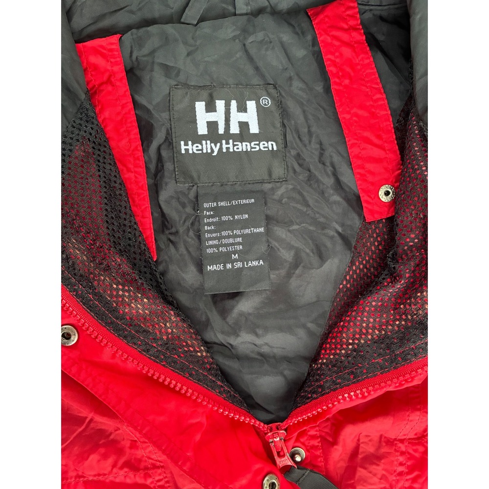 Helly Hansen HH Vintage Packable Rain Jacket Red Hooded Nylon Shell Vented M - Picture 4 of 9